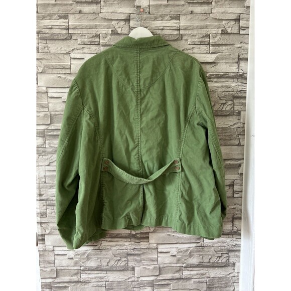 Lands' End Blazer Jacket Womens 24W Green Corduroy Notch Collar Button Front - Picture 2 of 11